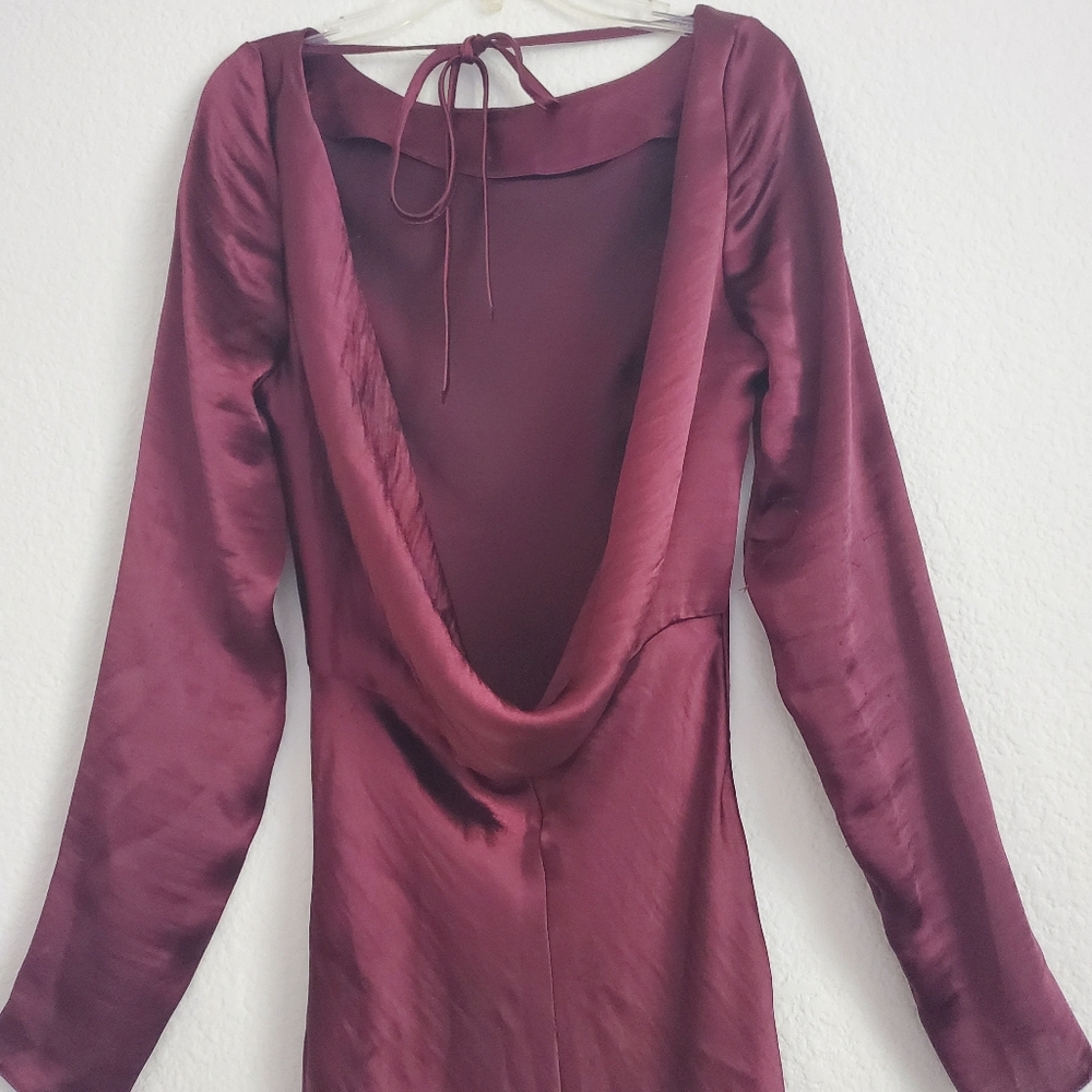 ASOS Design Cowl Back Satin Plum Dress